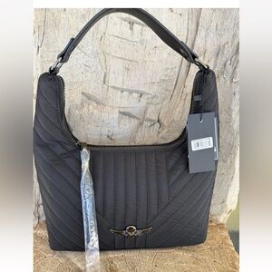 Black quilted Ed Hardy hobo detachable shoulder strap flying skull bag NWT